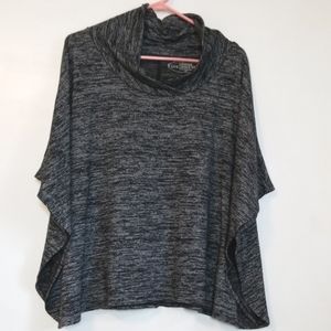 Soma Black Heathered Poncho Top